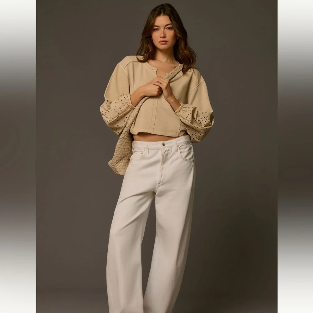 Pilcro Batwing Eyelet Sweatshirt Size XL